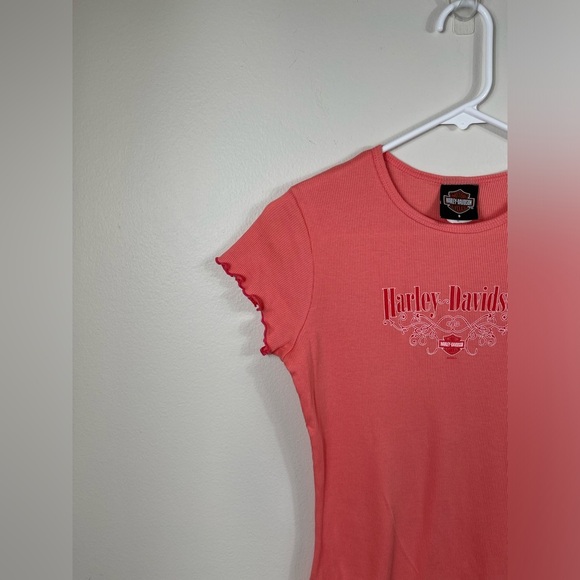 Harley Davidson Motor Cycles Pink Cotton Top Women's VF IMAGEWEAR Size S - Picture 2 of 8